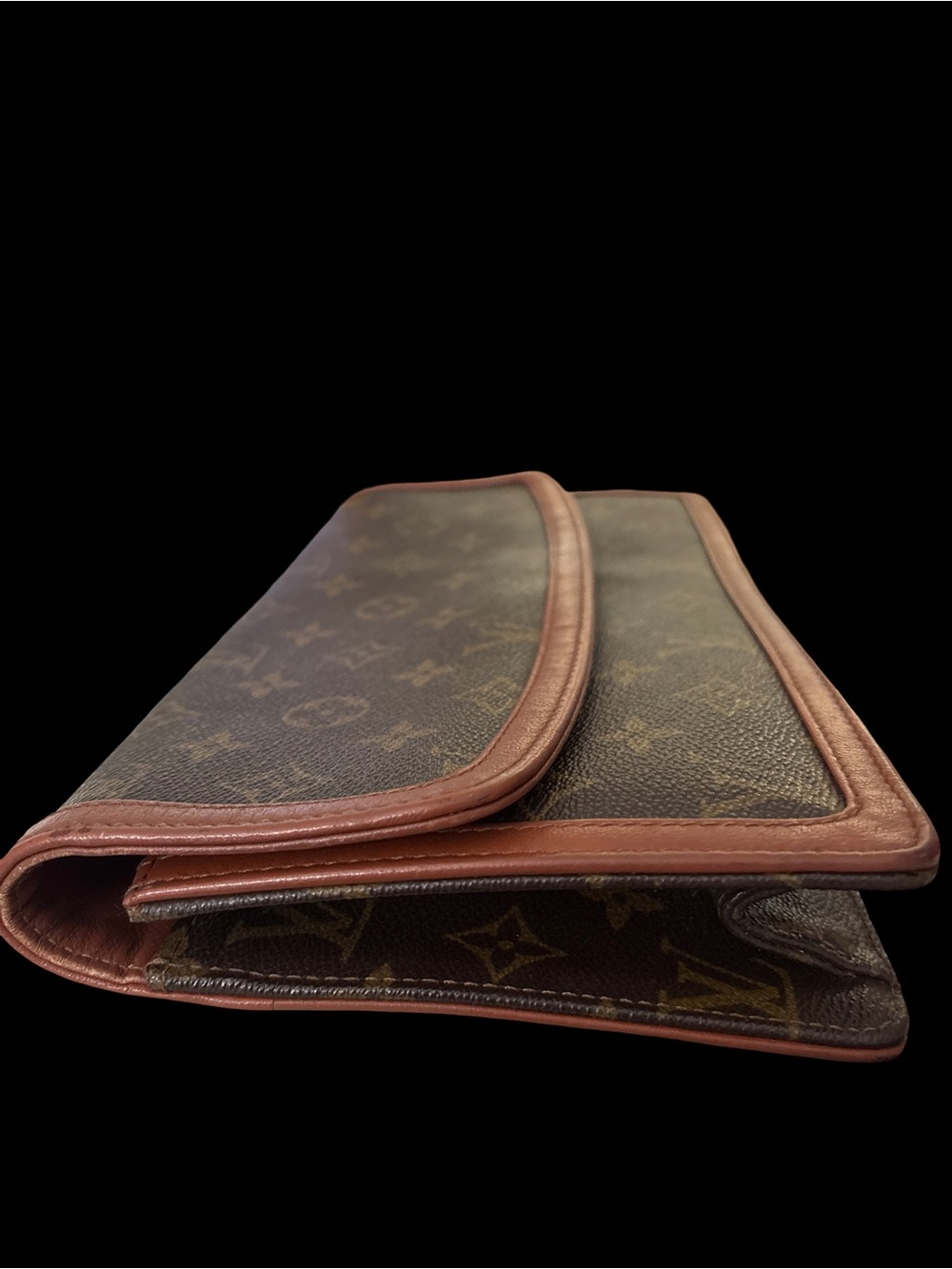 Louis Vuitton Monogram Foldover Clutch in Brown & Tan Leather Trim - Picture 3 of 10